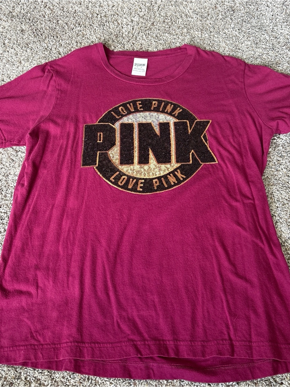 Victoria's Secret PINK Crewneck Tee - Deep Berry Pink